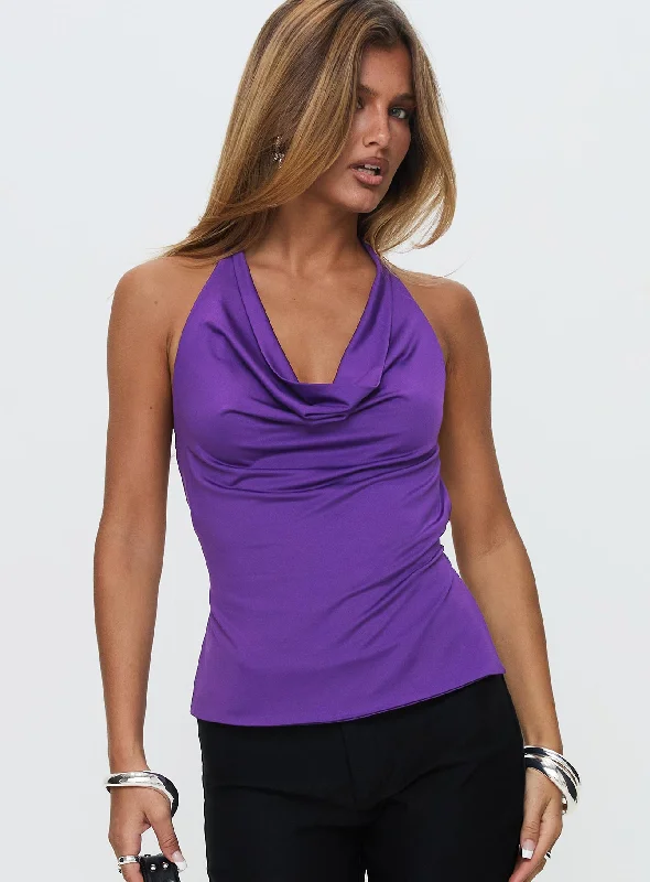 Women's Party Outfit Must Haves Charls Cowl Neck Backless Top Purple