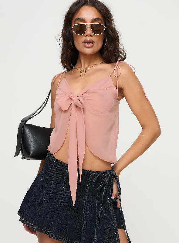 Women's Plus-Size Casual Outfit Latest Trends Rica Bow Top Pink