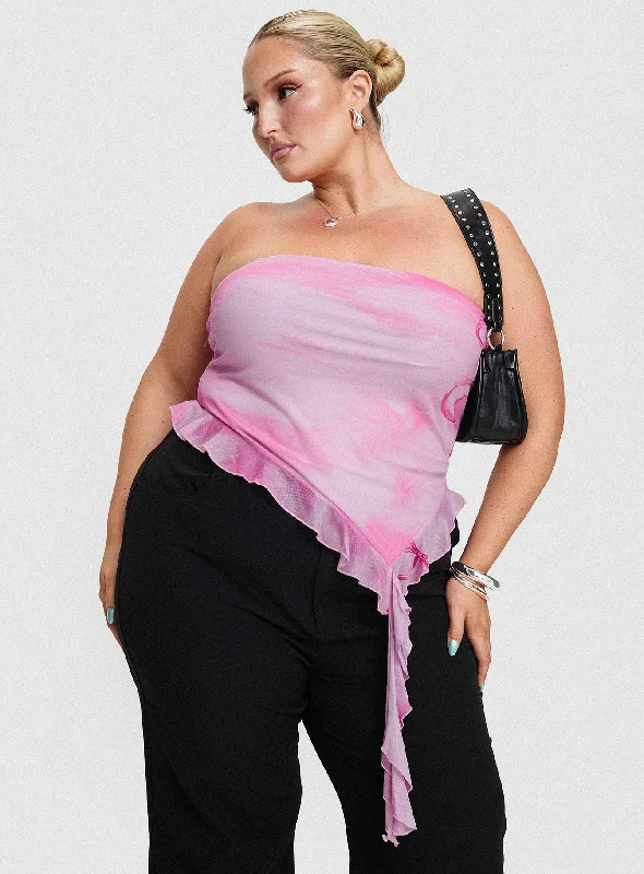 Women's Seasonal Attire Affordable Luxury Fashion Travessa Asymmetric Tube Top Pink Curve