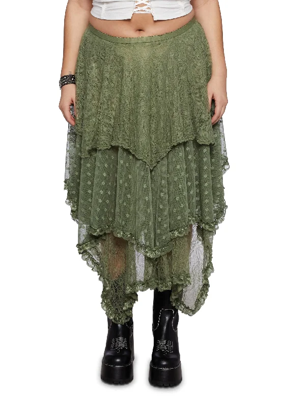 Casual Clothes For Women Edgy Fashion Deals Plus Ethereal Woodlands Maxi Skirt - Green