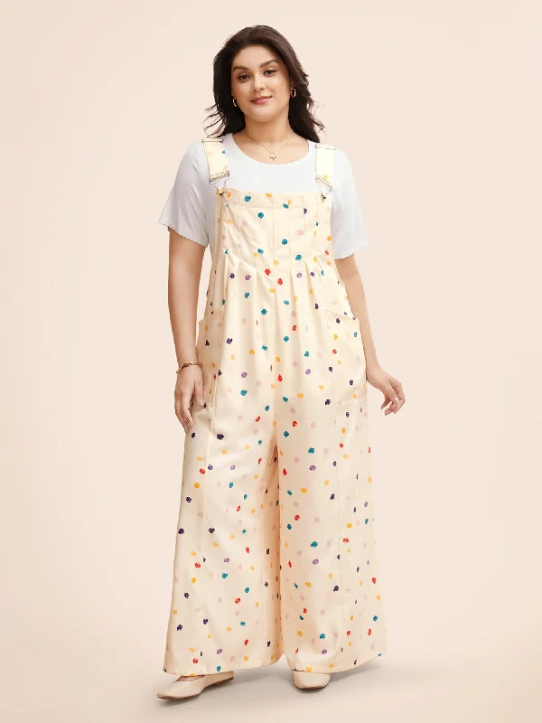 Women's Everyday Garments Smart Casual Deals Painted Polka Dot Adjustable Straps Jumpsuit