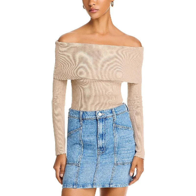 Comfortable Lounge Clothing Sophisticated Street Style Offers Womens Knit Off-The-Shoulder Pullover Sweater