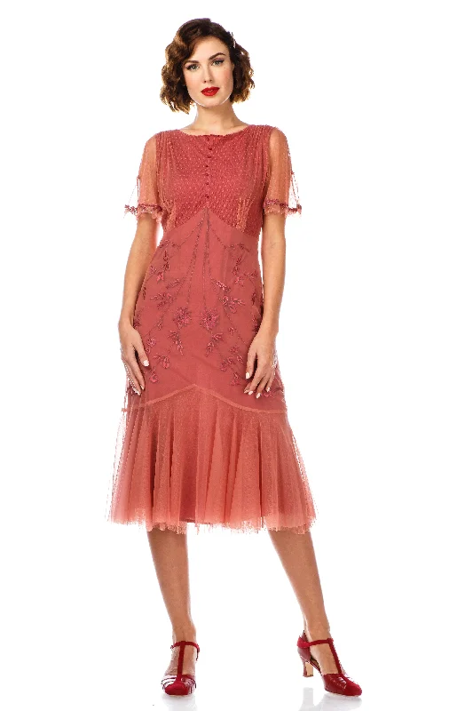 Casual Chic Women's Clothes Stylish Looks 1920s Flapper Style Dress in Rose by Nataya