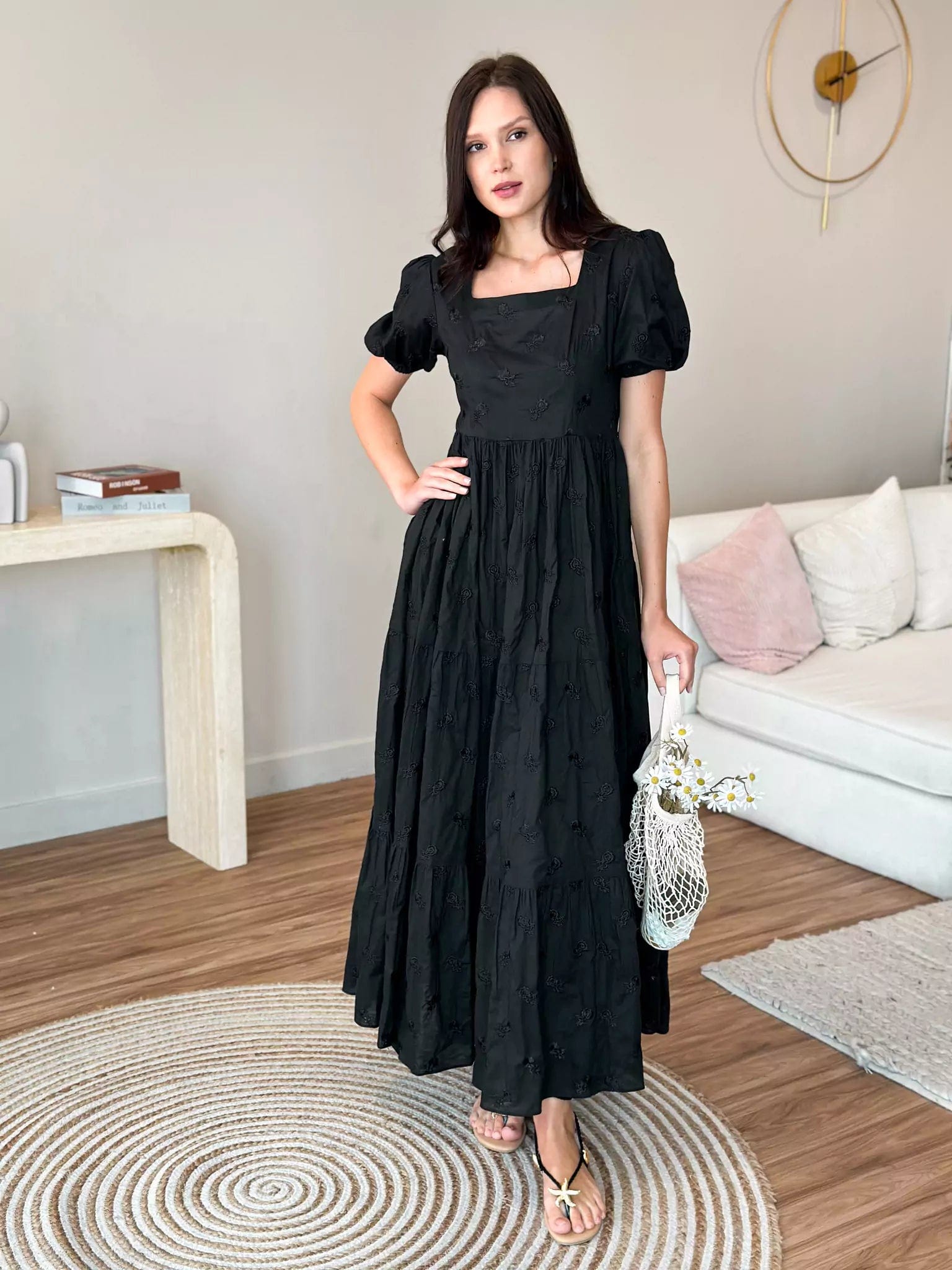 Women's Stylish Casual Garments Luxury Casual Deals Mid Summer Embroidered Dress - Black