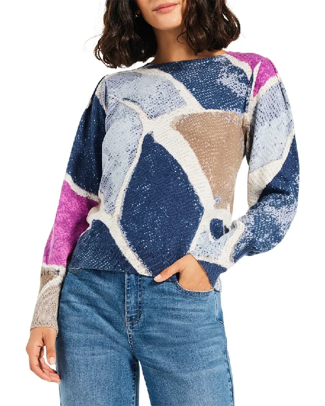 Women's Outerwear Apparel Big Savings NIC+ZOE Petite Printed Tiles Femme Sleeve Sweater