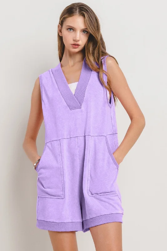 Women's Activewear Attire Premium Style Lakeside Chic Lavender Knit Romper