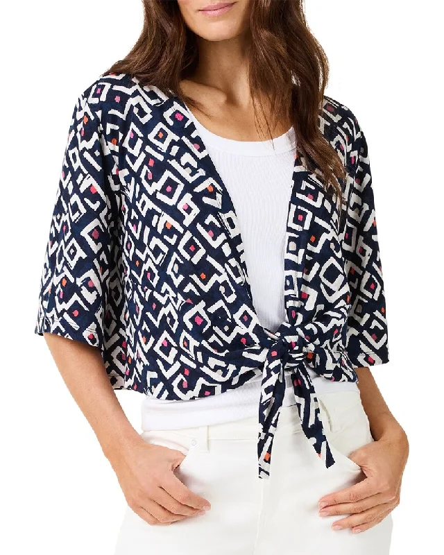 Stylish And Comfortable Clothing For Women Shop Sales NIC+ZOE Indigo Angles 4-Way Linen-Blend Cardigan