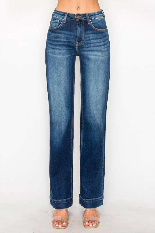 Women's Comfortable Lounge Attire Stupidly Low Prices High Rise Straight Jeans Dark In Blue