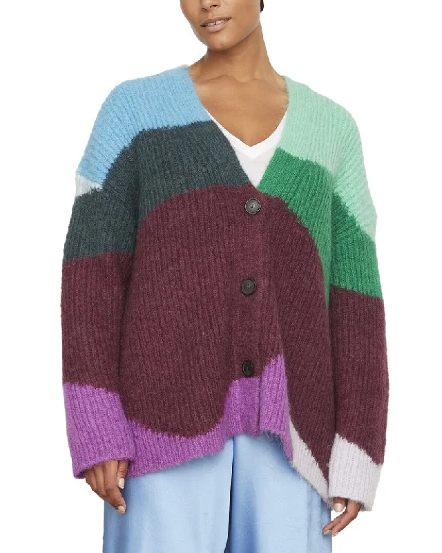 Women's Clothes For Outdoor Events Classic Elegance Sales Vince Intarsia Wave Mohair & Alpaca-Blend Cardigan