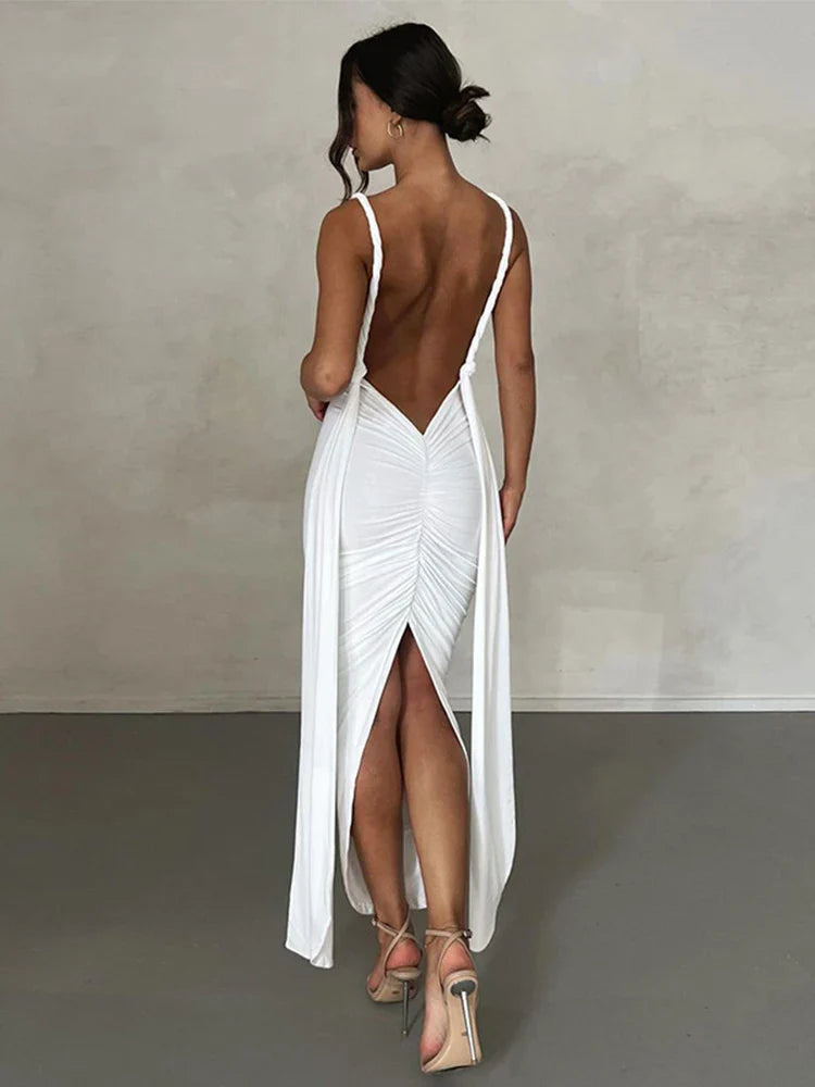 Women's Plus-Size Apparel Street Chic Discounts Long Deep V Neck Slim Bandage Bodycon Backless Nightclub Sexy Party Maxi Dress