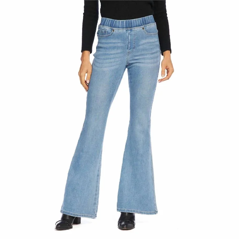 Women's Date Night Outfit Luxe Style Discounts Sicily Flare Jeans In Blue