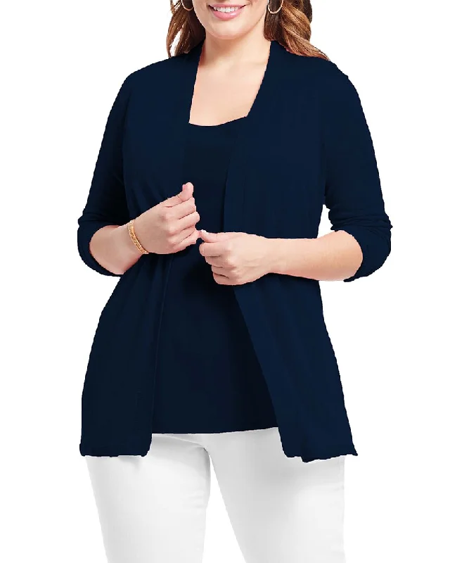 Affordable Women's Outfit Style Without Limits NIC+ZOE Plus Lightweight Long Boc Linen-Blend Cardigan