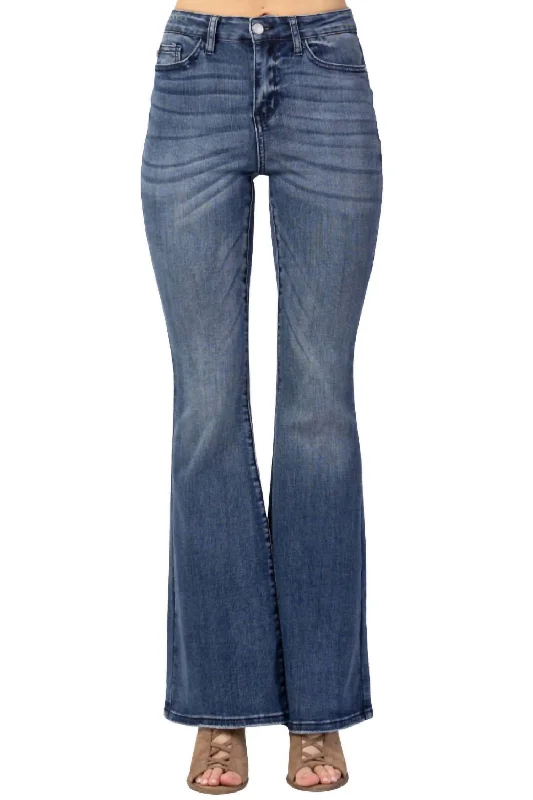 Women's Wedding Apparel Comfort Meets Fashion Flare Fit Jean In Medium Denim