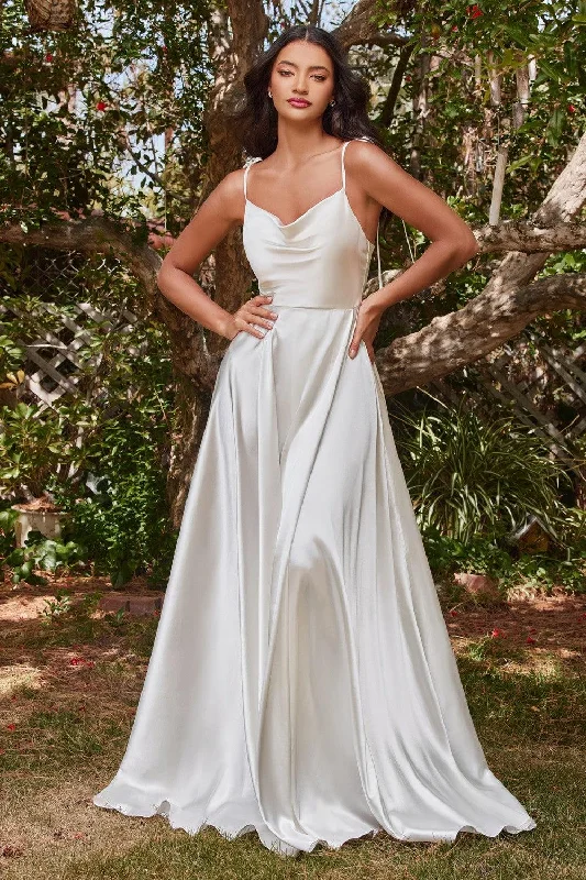 Women's Clothes For Work Events You'Ll Love Us Because Cinderella Divine BD104W Ravishing Cowl A-Line Satin Wedding Gown