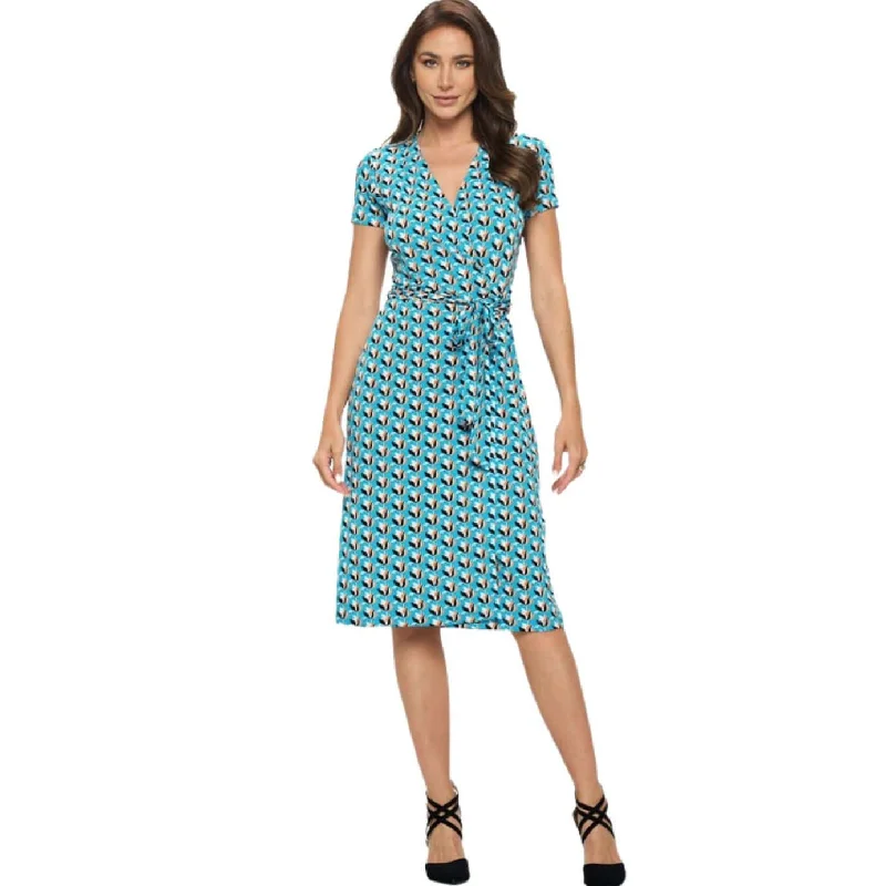 Women's Office Attire New In This Season A Feminine Touch Tulip Print Wrap Dress Made in USA