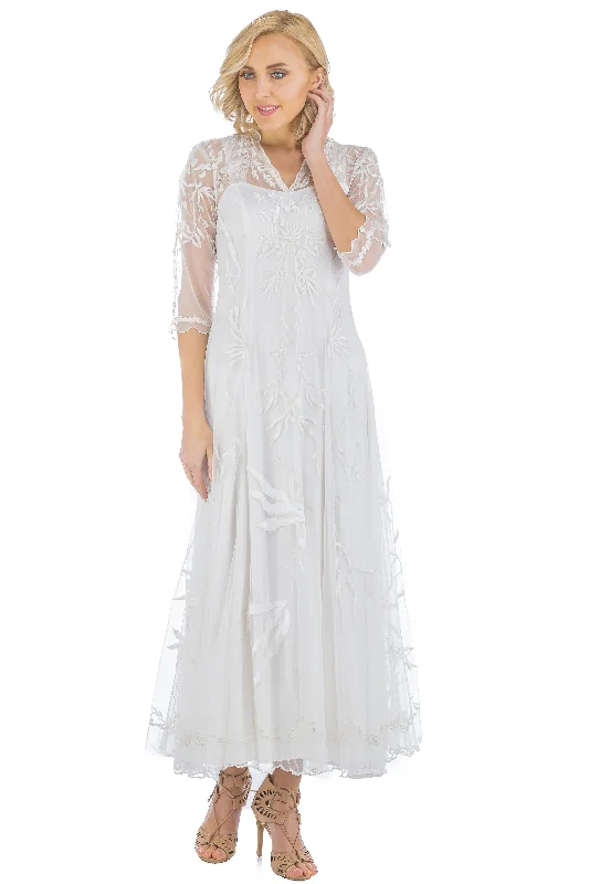 Women's Evening Attire Laid-Back Fashion Offers Elizabeth Vintage Style Wedding Gown in Ivory by Nataya