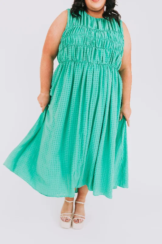 Women's Fashionable Attire For Work Style Without Limits PLUS SIZE - Emerald Enchantress Dress