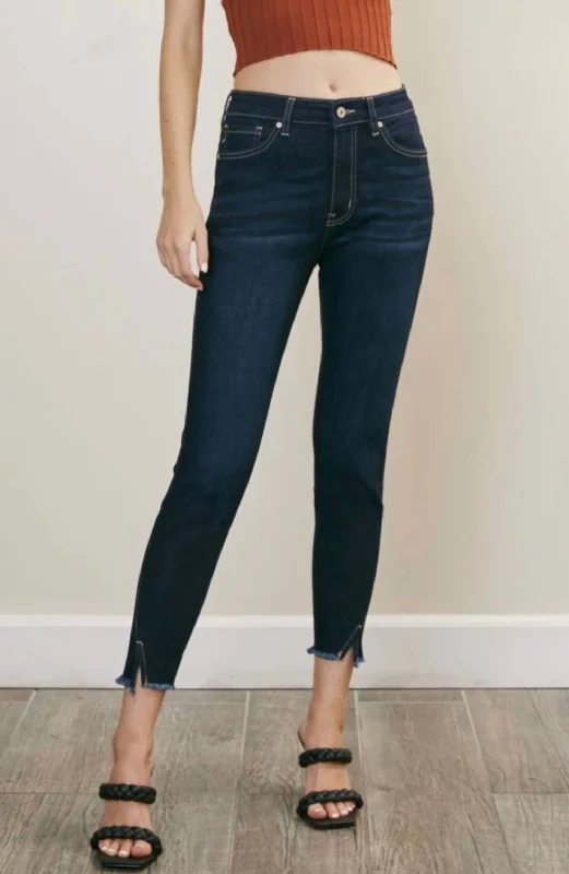 Comfortable Garments For Women Huge Price Cut Shanna Split Hem Jeans In Dark Wash