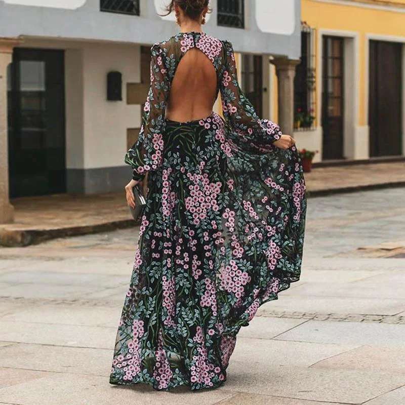 Women's Garments Boutique Styles FashionSierra - Vintage Backless Long Maxi Dress