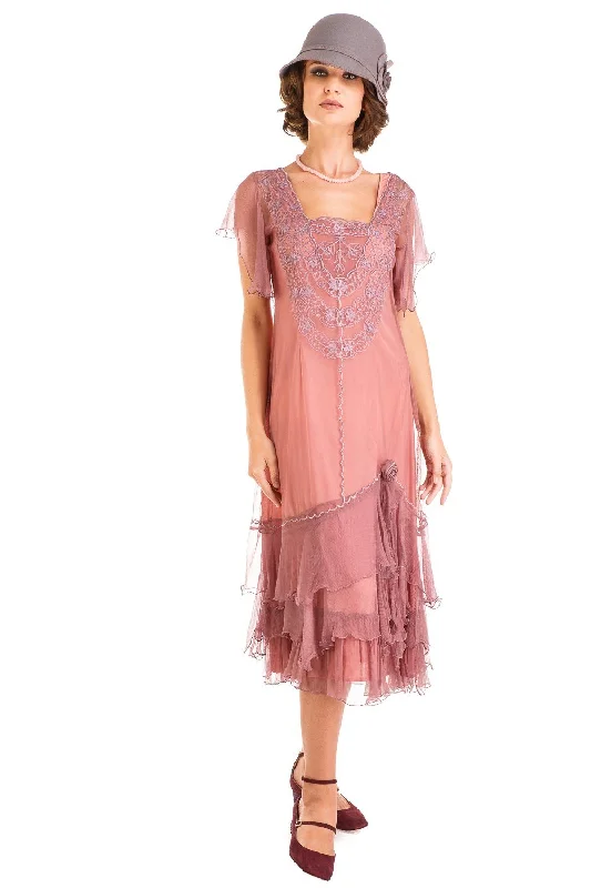 Women's Athletic Apparel Exclusive Discounts Alexa 1920s Flapper Style Dress in Mauve by Nataya