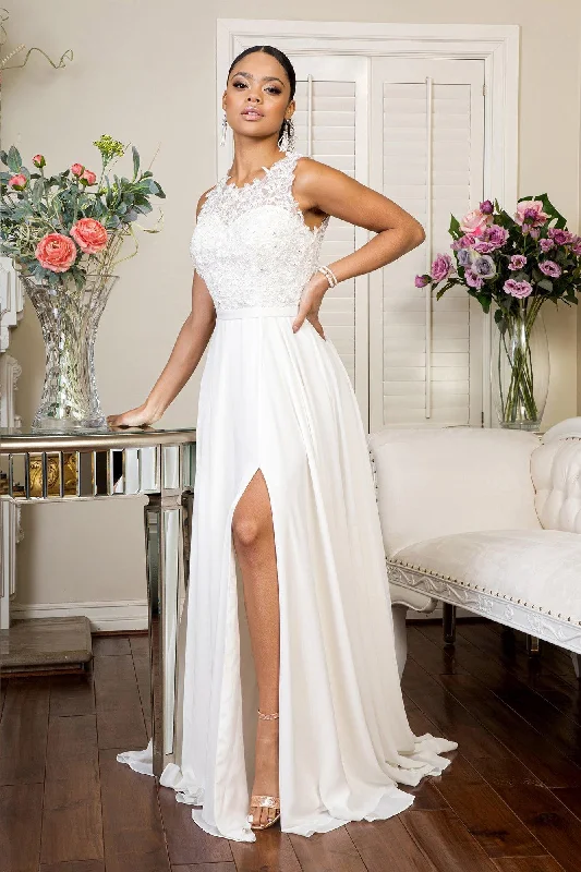 Charming Women's Garments Classic Chic Deals Bridal Long Sleeveless Chiffon Wedding Dress Sale