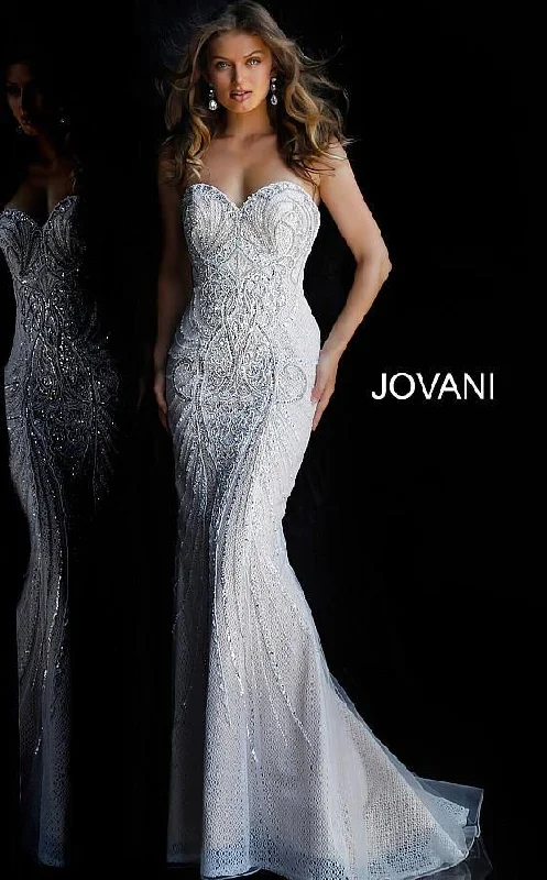 Women's Functional Outfit For Outdoor Activities Luxury Fashion Jovani 45566 Strapless Long Wedding Dress