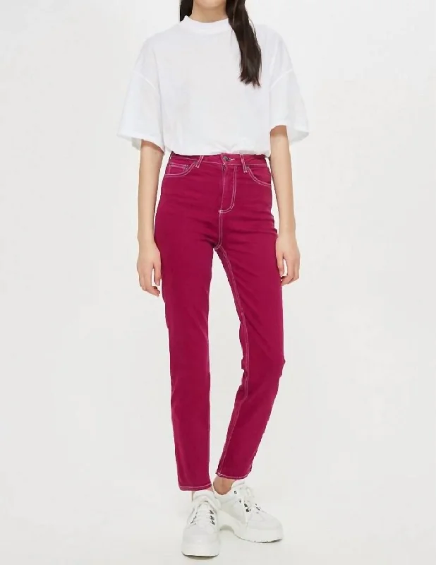 Women's Clothing For Holiday Travel Sophisticated Street Style Offers Jamie Straight Leg Moto Ankle Jeans In Magenta