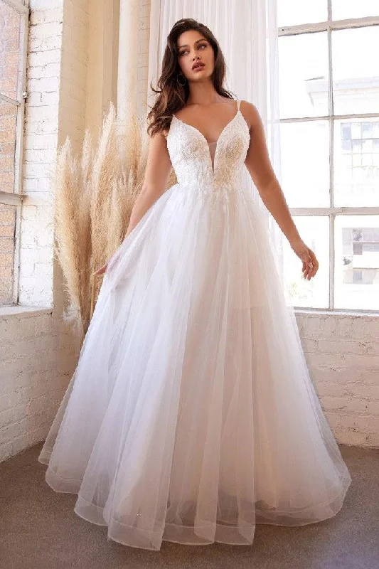 Stylish Women's Attire Casual Fashion Cinderella Divine CD0154W A-Line Long Tulle Wedding Dress