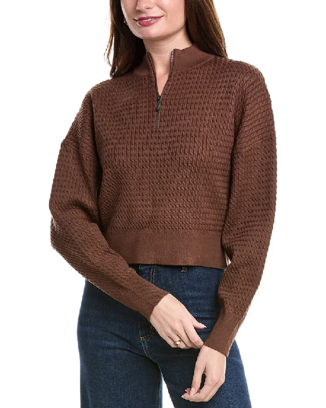 Women's Holiday Outfit Sustainable Fashion Extravaganza POINT Cable 1/2-Zip Sweater