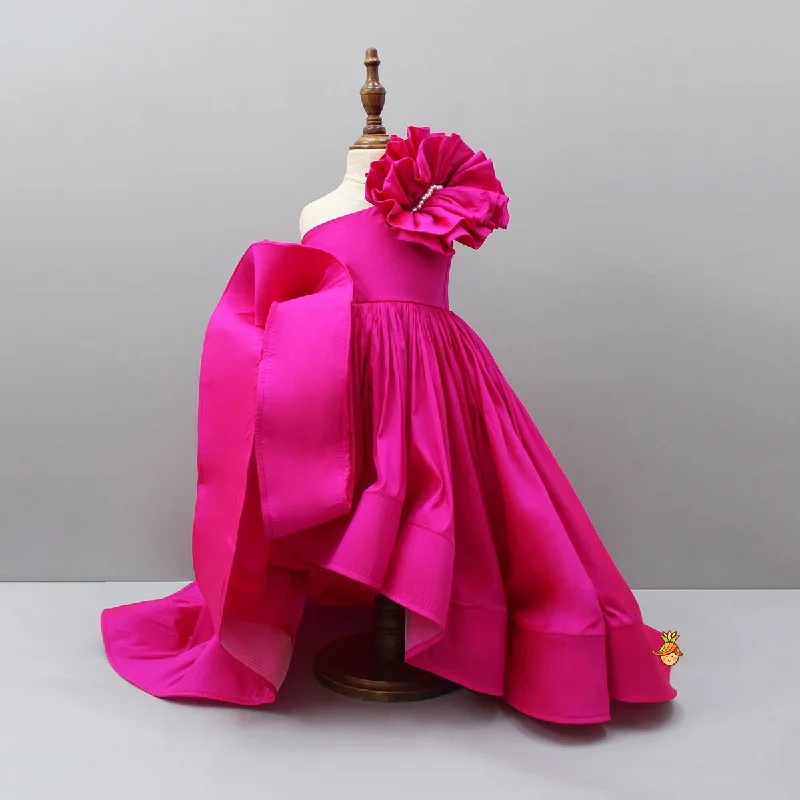 Women's Everyday Clothes Gift Ideas High Low Ruffles Enhanced Pink Gown