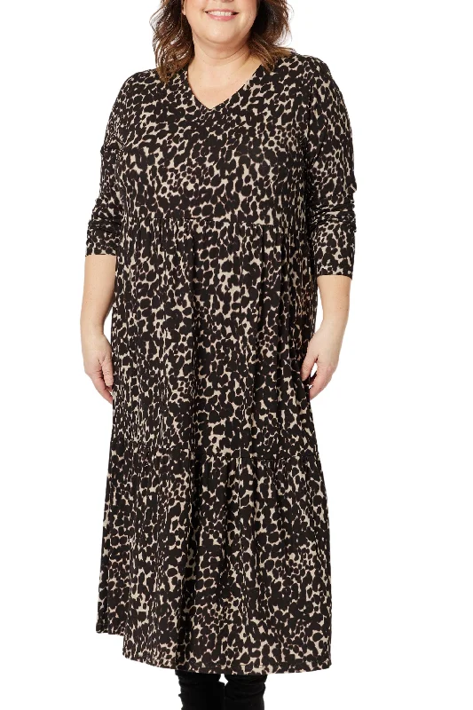 Women's Plus-Size Apparel Holiday Glam ANIMAL JERSEY PRINT DRESS - 45326GS