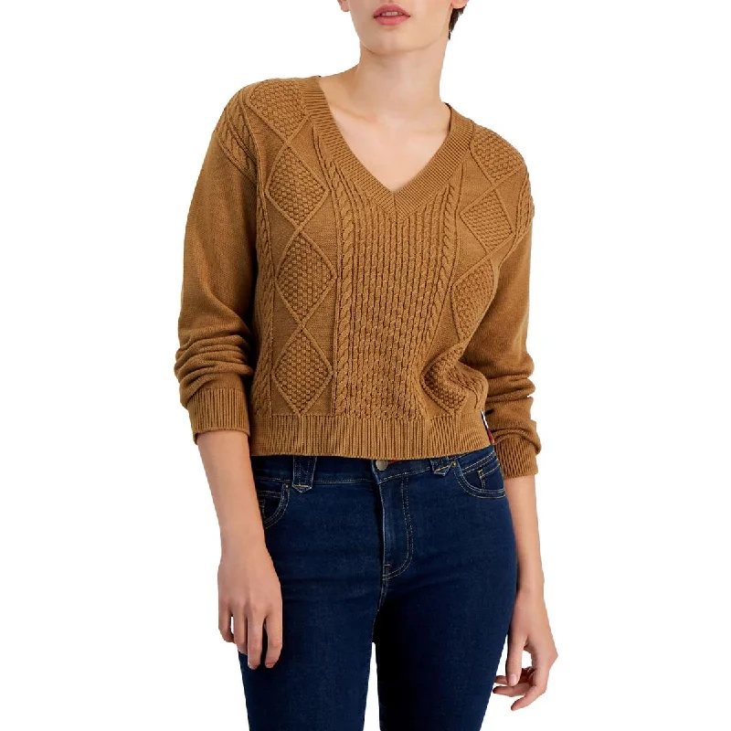 Women's Comfy Attire For Lounging Unleash Your Trend Driven Style Womens Cable Knit V-neck Pullover Sweater