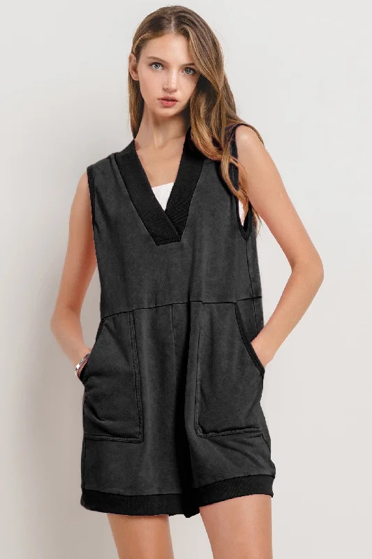 Women's Vacation Attire Fashion Sale Lakeside Chic Black Knit Romper