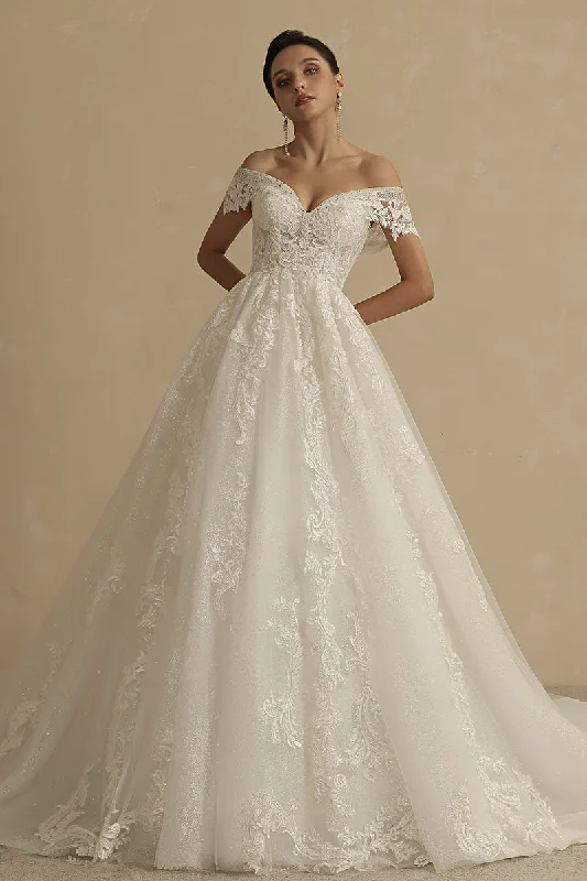 Women's Formal Event Clothing Style Redefined Sparkling Romance Off-the-Shoulder Wedding Dress