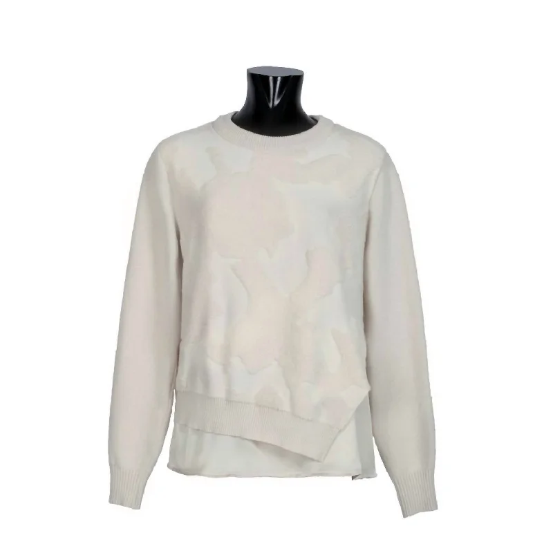 Plus-Size Women's Garments Chic And Edgy Women's Asymmetric Pullover Sweater In Ecru