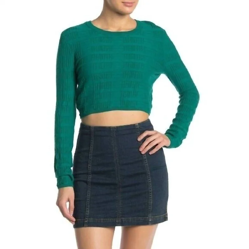 Women's Clothing And Garments Sets Bid Farewell To The Old Season Textured Crop Sweater In Green