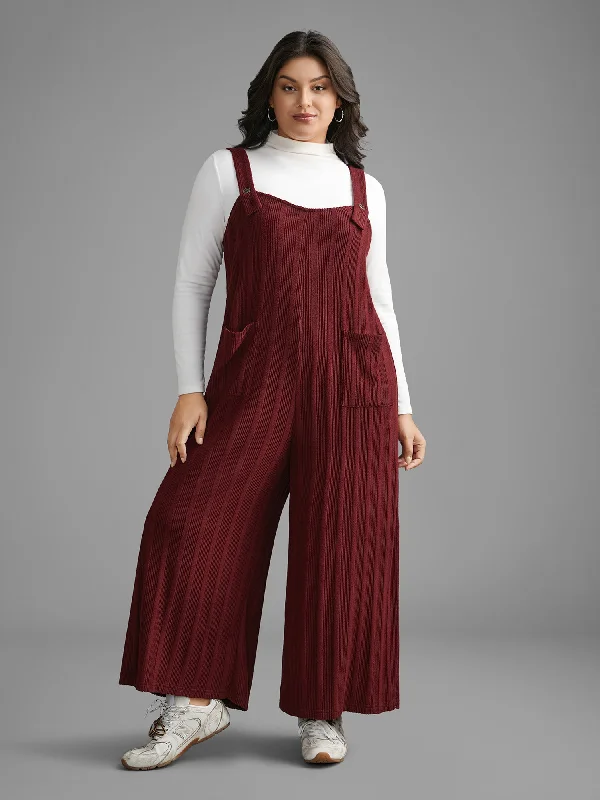 Women's High-Fashion Attire Glamorous Fashion Offers Textured Pockets Straight Leg Overall