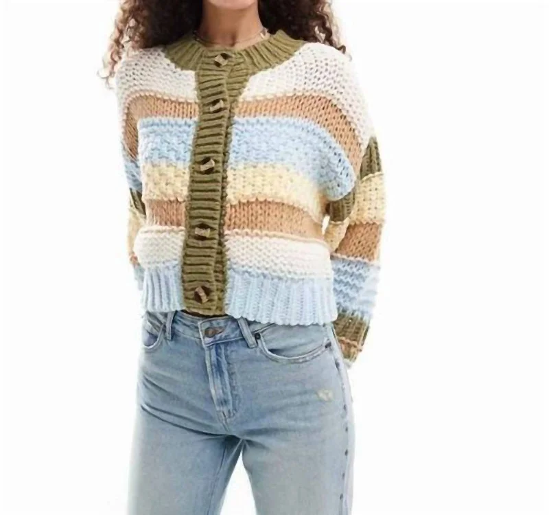 Women's Clothing Apparel Sets Fashion Sale Cozy Knit Cardigan In Blue Multi