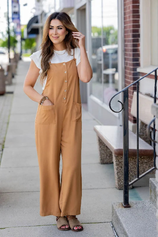 Affordable Luxury Women's Apparel Inspired By You, Designed For You Button Front Tie Strap Jumpsuit