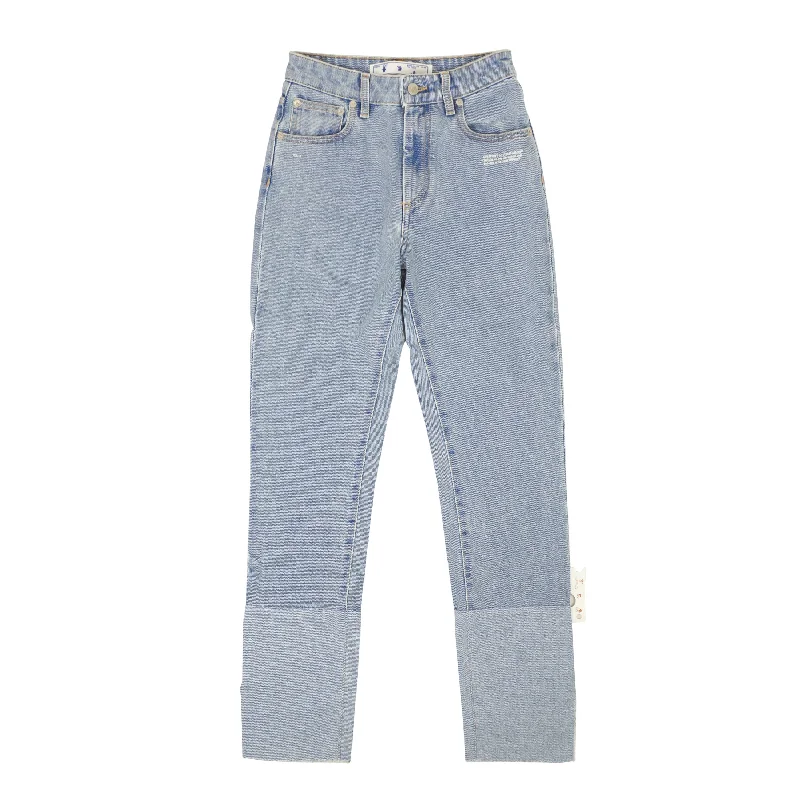 Women's Apparel Special Offer Blue Two Tone Straight Jeans