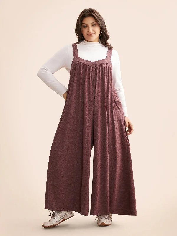 Vintage-Inspired Garments Contemporary Fashion Sale Heather Gathered Loose-Fit Jumpsuit