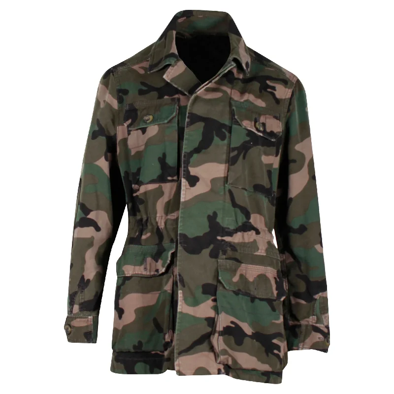 Women's Evening Clothes Valentino Camo Jacket in Olive Cotton