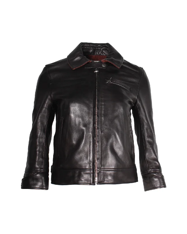 Comfortable Women's Clothes Acne Studios Biker Jacket in Black Calf Leather