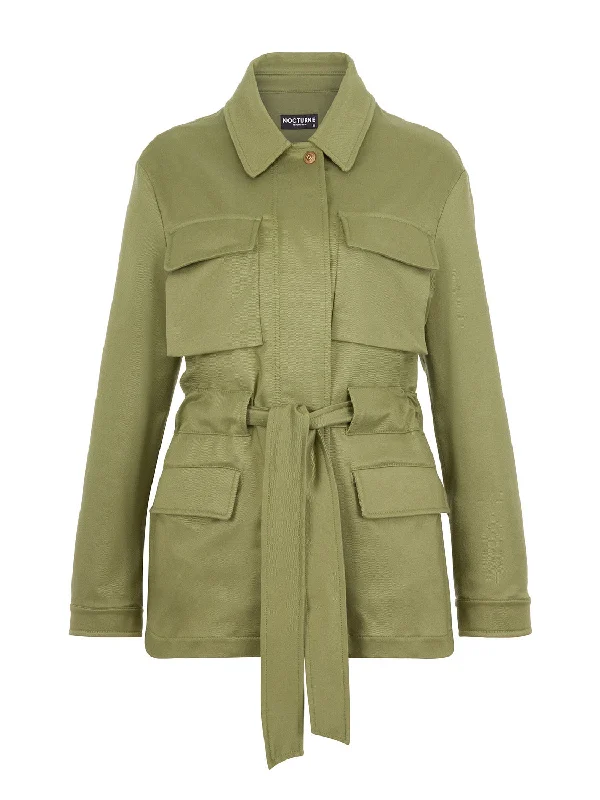 Women's Sports Apparel Belted Khaki Jacket