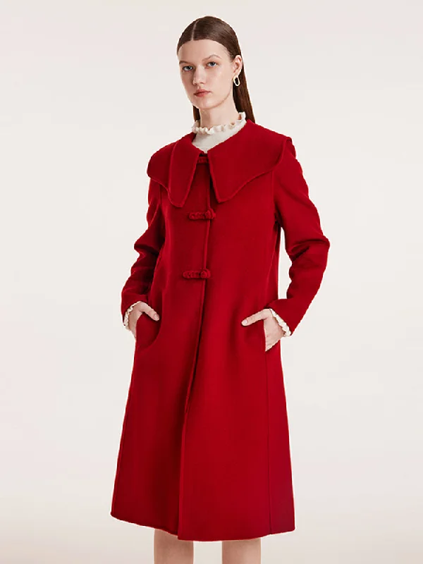 Women's Night-Out Clothes Tencel Wool Cheongsam Button Double-Faced Women Coat