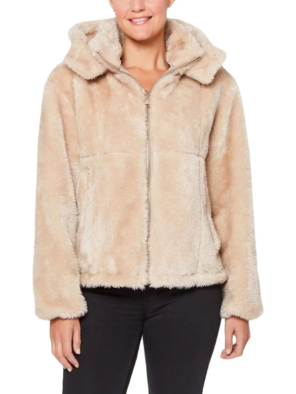 Stylish Women's Outerwear Apparel Womens Lightweight Reversible Faux Fur Coat