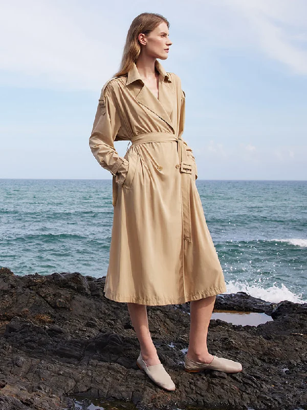 Women's Elegant Formal Outfit Lightweight Trench Coat With Belt