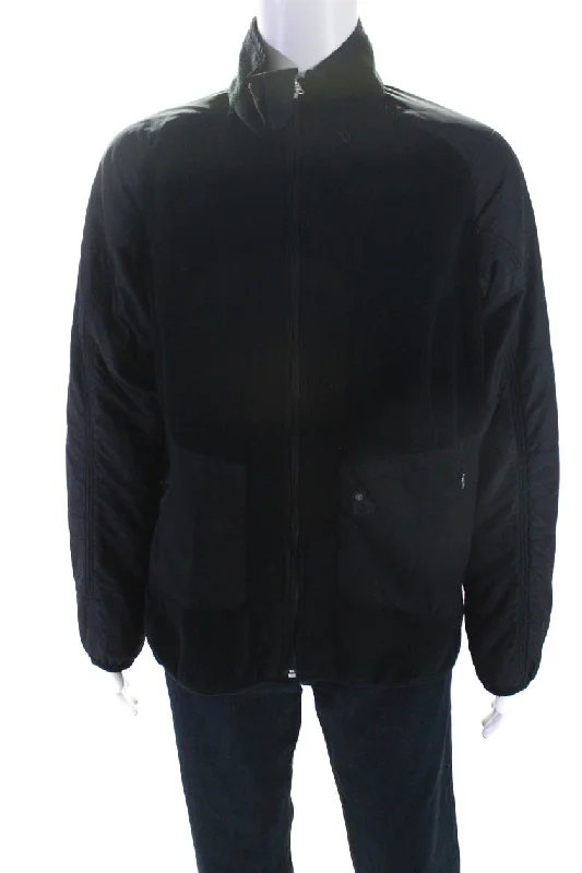 Women's High-Fashion Clothes Fire + Ice Mens Solid Black Fleece Mock Neck Zip Long Sleeve Jacket