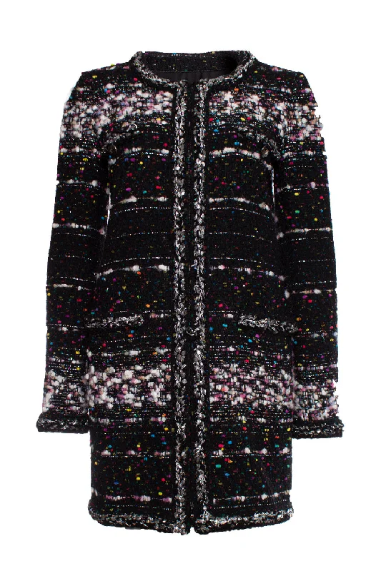 Refresh Your Wardrobe With Our Fashion Deals black boucle coat with multi-colored weave