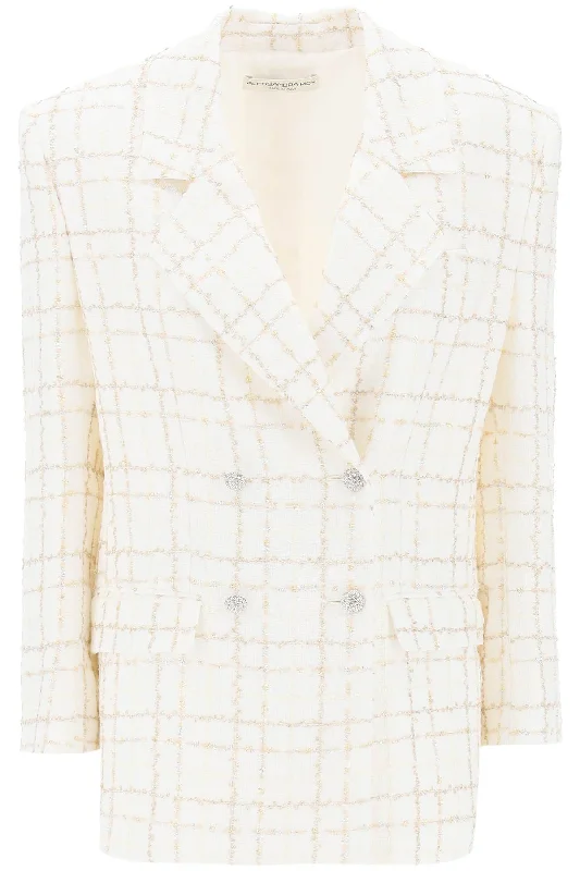 Women's Casual Wear Clothing Alessandra Rich Women's Oversized Tweed Jacket With Plaid Pattern